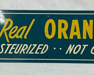 1949 Pal Ade Metal Advertising Sign for Real Orangeade, 18×4 Inches