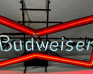 Budweiser Bowtie Neon Sign, 29 x 19 1/2 Inches