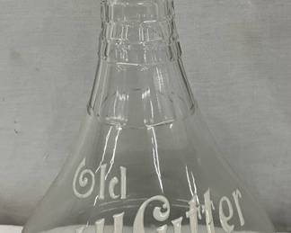 Early 1900s J.H. Cutter Glass Whiskey Decanter, 9 Inches