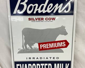 12×18 Bordens Silver Cow Metal Milk Sign
