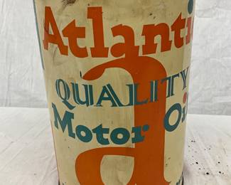 Vintage 5-Quart Atlantic Quality Motor Oil Can