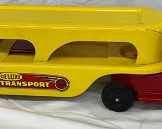 Marx Tin Lithograph Auto Transporter Truck and Trailer, 21 1/2 Inches Long
