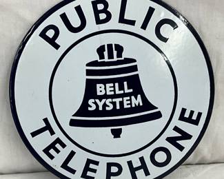 7-Inch Porcelain Bell System Public Telephone Sign