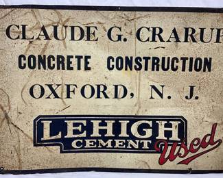 28×19 Embossed Early Metal Lehigh Cement Advertising Sign