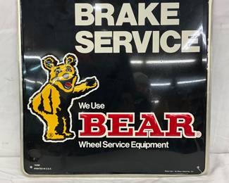 Embossed Self-Framed Metal Bear Brake Service Sign, 16 Inches