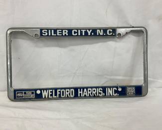 Metal License Plate Frame for Welford Harris Ford, Siler City, North Carolina