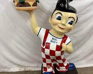 Fiberglass ‘Big Boy’ Statue with Hamburger, 19 x 43 Inches