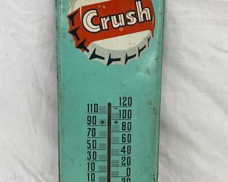 Vintage 6×16 Metal Orange Crush Advertising Thermometer