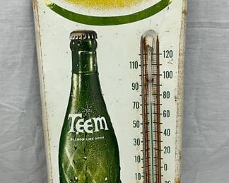 Teem Lemon Lime Metal Advertising Thermometer, 12×28 Inches