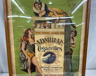 Framed Advertising Poster for Admiral Cigarettes, Circa Early 20th Century