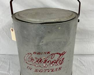 Coca-Cola Aluminum Cooler with Handle and Lid, 12 1/2 x 14 Inches