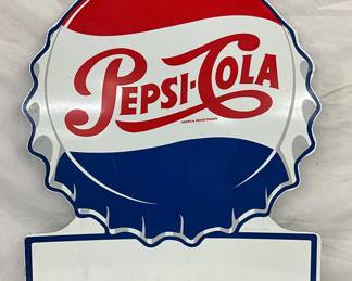 29 1/2 x 35 Two-Sided Spanish Porcelain Pepsi-Cola Sign