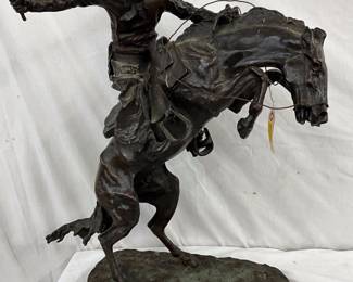 Remington Bronze Sculpture ‘The Bronco Buster,’ 20 x 22 Inches