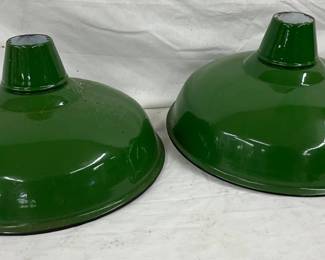 16-Inch New Old Stock Green Porcelain Light Shades