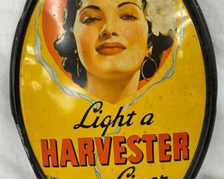 9 x 13 Self-Framed Oval Harvester Cigar Advertising Sign