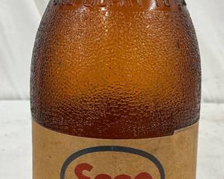 Esso Motor Oil Amber Glass Bottle with Original Label
