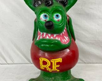 Green Cast Aluminum Rat Fink Statue, 23 Inches Tall