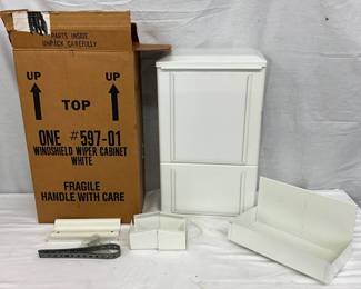White Metal Windshield Wiper Cabinet, Model #597-01, New Old Stock