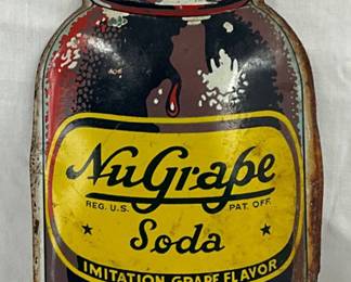 5 x 17-Inch NuGrape Embossed Metal Sign with Self-Framed Bottle Design