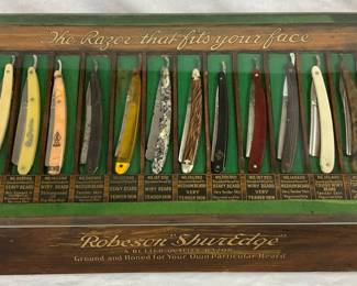 Robeson ShurEdge Display Case with 12 Straight Razors, 21 X 9 1/2