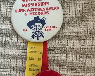 Ole Miss 14 - LSU 10 Vintage Button with Colonel Reb