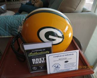 Brett Farve Autographed Football Helmet, including Certificate of Authenticity
