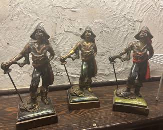Paul Herzel signed  Pompeian Bronze Pirate Bookends Circa 1800s