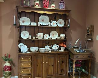 China cabinet - stained wood or easily painted for any display cabinet of your choice.  Right:  open the writing desk and you’ll find a radio/record player.