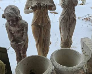 Large selection of concrete planters & statues