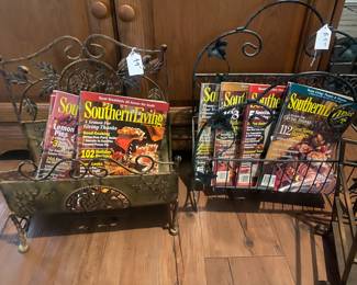 Magazine Racks, Lots of Southern Living Magazines and cookbooks