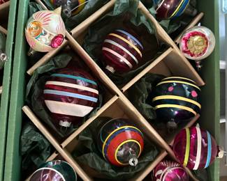 Close up of the Vintage Glass Ornaments! Mostly Shiny Brite!