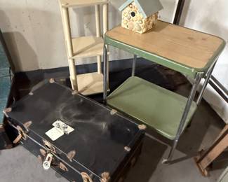 A nice mid-century, modern tea table, and one of the many beautiful trunks we have