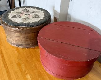 A couple of old cheese boxes