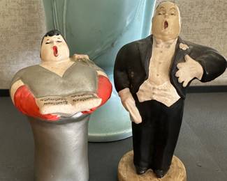 These are simply superb, vintage, opera, singer figurines! I believe they’re made of chalk ware, but are in superb condition. Both signed on the bottom JELLIE ORIGINAL!