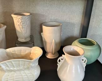 Another shelf filled with great vintage pottery! Many vintage McCoy and unbranded pieces here!