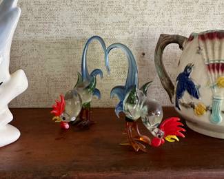 Here’s a pair of beautiful blown glass roosters