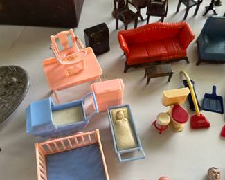 The nursery is covered here! Couch, Chair, coffee table, radio, toilet, stool…