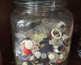 We have at least five jars of beautiful antique and vintage buttons