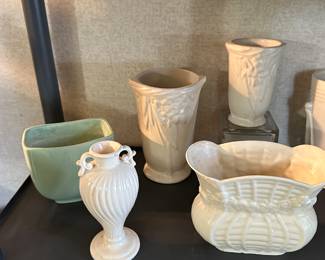 Another shelf filled with great vintage pottery! Many vintage McCoy and unbranded pieces here!