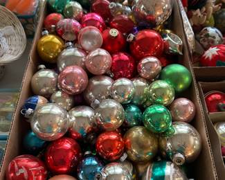 This box is filled with ornaments from all periods. All vintage.
