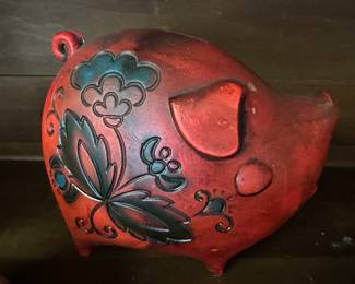 This little gal is a vintage Mexican chalk ware piggy bank