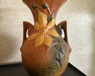 My personal favorite! This is a Vintage Roseville Pottery Clematis Vase. Circa 1944. 109-9