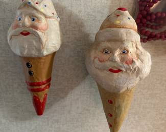 Vintage 2000 ENESCO Paper Mache Santa Ornaments. Large 7” long! MINT CONDITION!