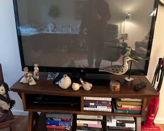 A nice solid wood TV stand and a 50+ inch flatscreen television