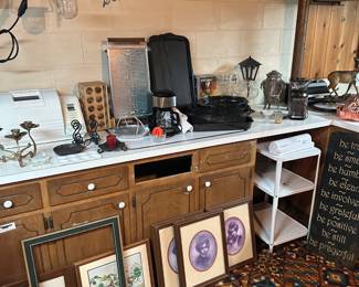 The basement has lots of kitchen items and small electronic devices