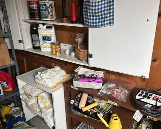 Soap, bleach, dryer sheets, and all kinds of cleaning supplies