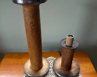 Some great early American spool candlesticks