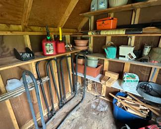 More gardens/shed items! The black iron pipes in then back assemble to make Fire Wood Holders!