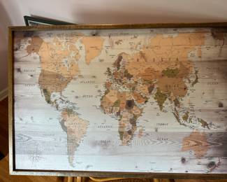 This is a large framed world map
