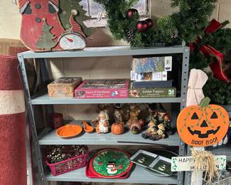 Another shelf full of Christmas the two carpets on the left there are 5 x 7 and 5 x 8